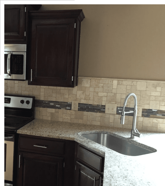 Modern kitchen with granite countertops